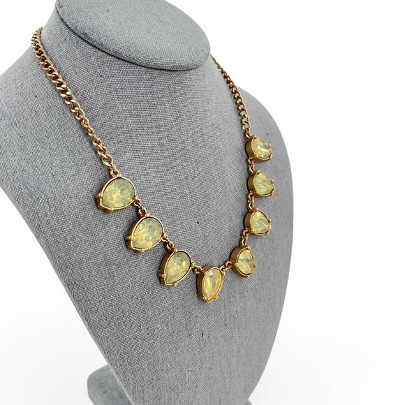 The Limited Rhinestone Statement Necklace Yellow Opal Teardrop Gold Tone - Picture 6 of 6